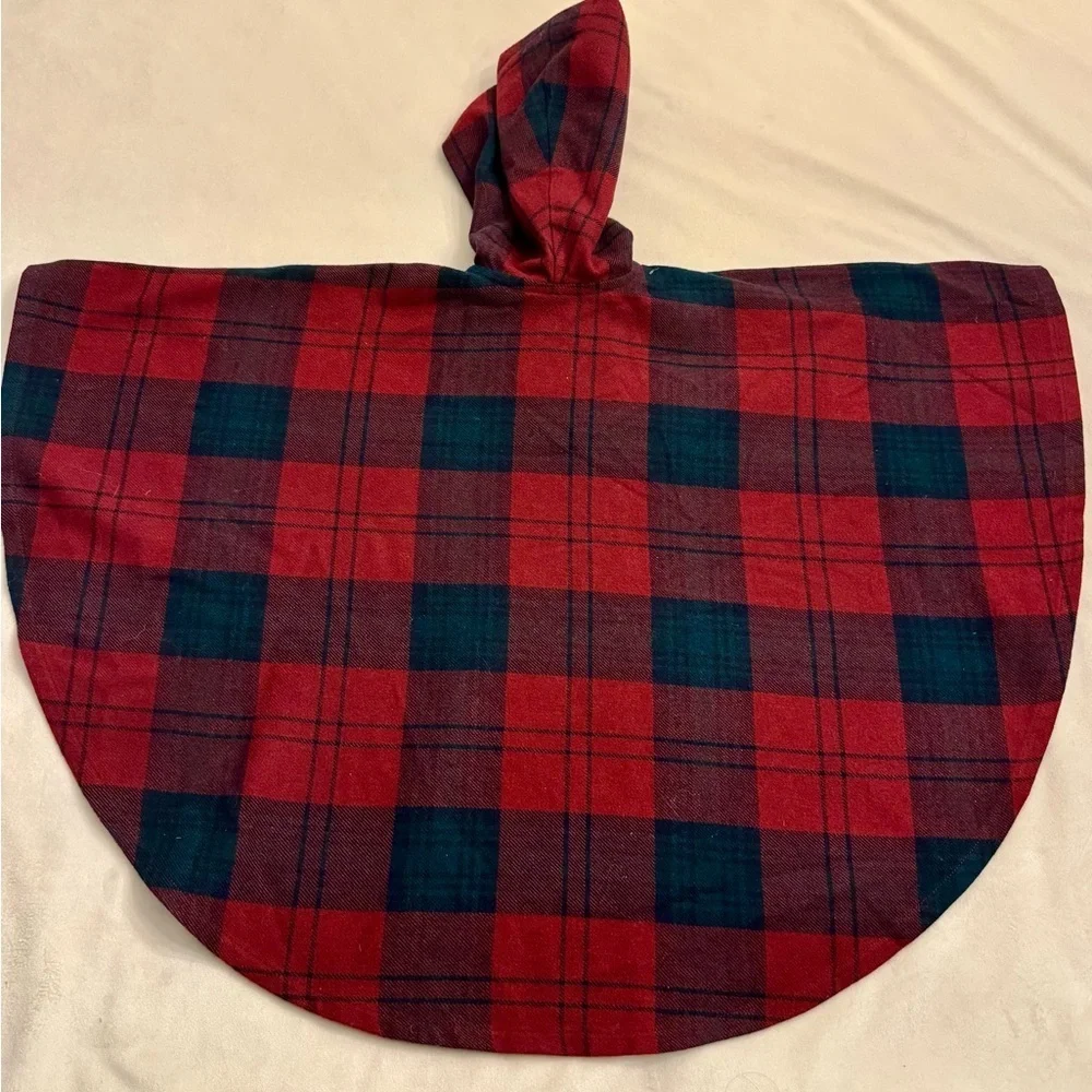 O’Neil of Dublin Wool Blend Girl’s Plaid Hooded Cape Poncho, sz S